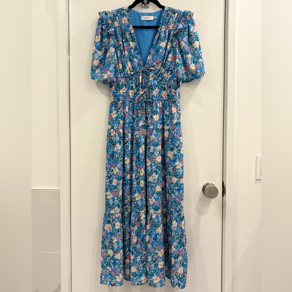 Greylin Blue Floral Midi Dress